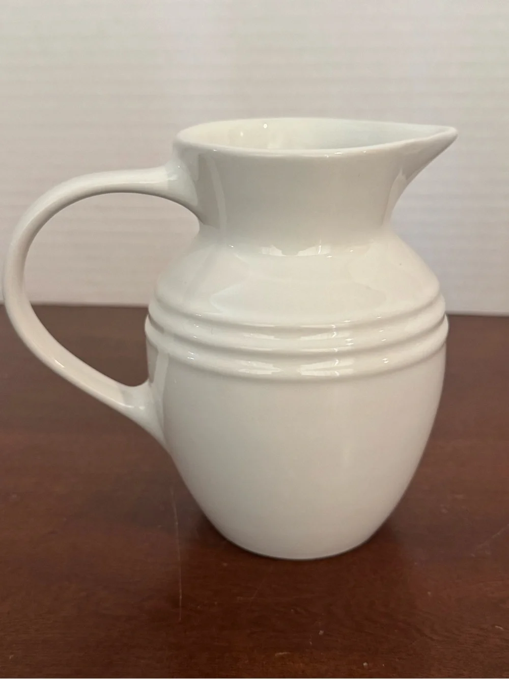 Le Creuset NEW White Ceramic Pitcher with Simple Ribbed Detail